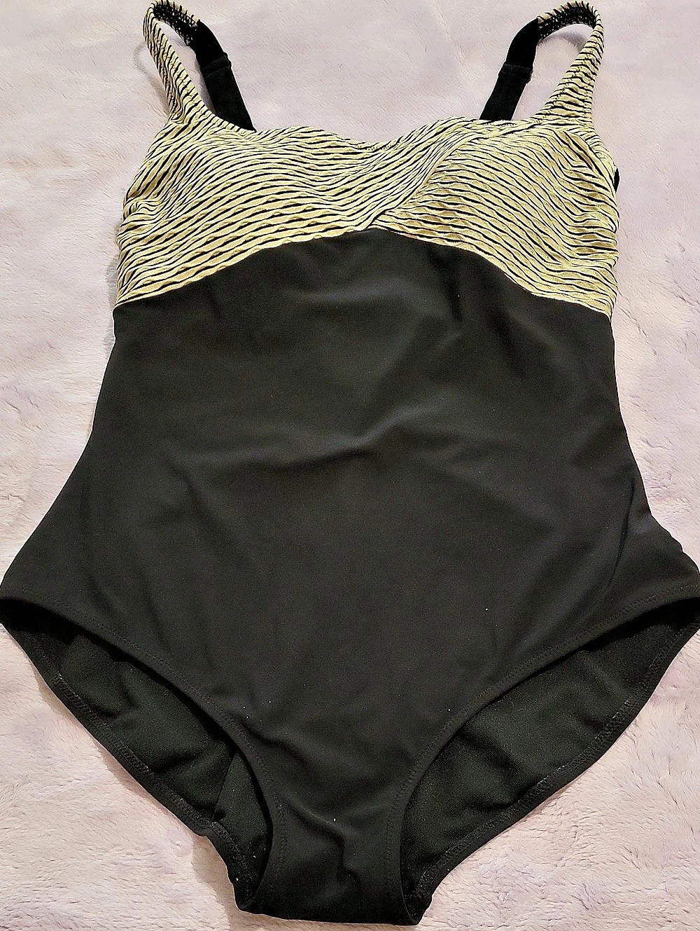 Abstract One-Piece Swimsuit in Black & Yellow